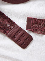 Deep Brown Lace Sexy Deep V Bra And G-string Transparent Hollow Design Women's Underwear Set Costume/Intimate Wear