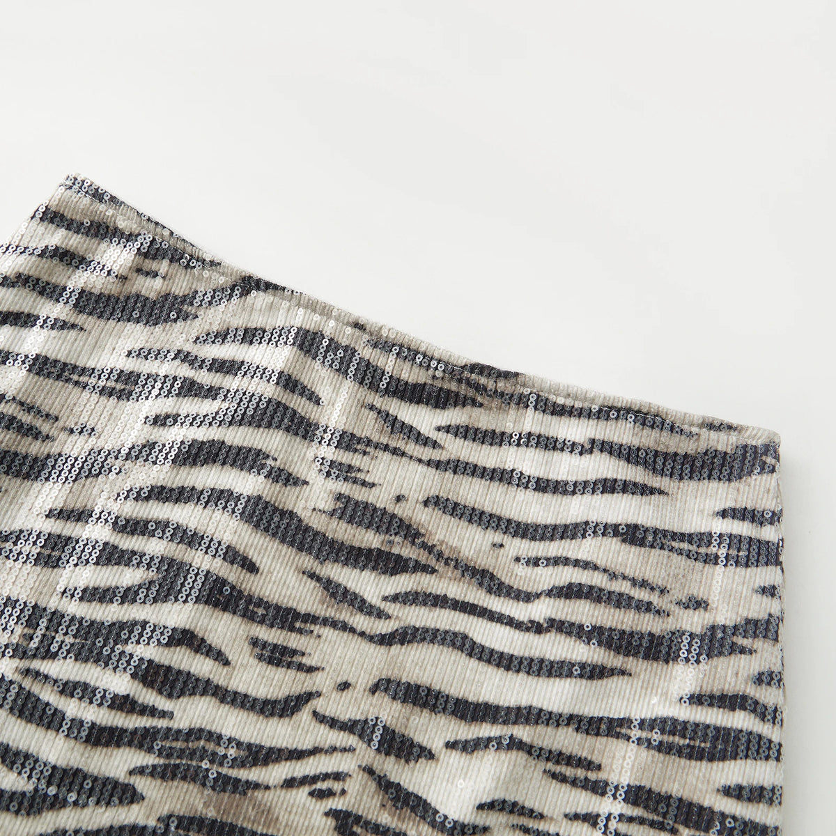 Women's Sparkly Sequin Mini Skirt Zebra Print Bodycon Short Skirt for Party Work