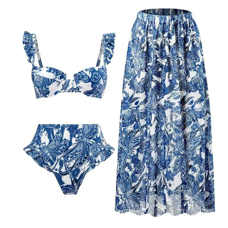 2026 New Arrival Push Up Women Bikini Set Floral Printed Ruffle Bikinis Strappy Bandage Swimwear Brazilian Biquini Bathing Suit