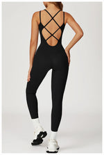 Hearuisavy Female Jumpsuit Long Elegant Sports Bodysuit Woman Gym Clothes Strappy Fitness Overalls Push Up Pilates Yoga Leotard