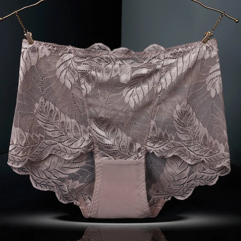 L-4XL Plus Size Women High Waist Panties Sexy Hollow Lace Flowers Embroidery Panty Lingerie Summer Breathable Butt Lifter Briefs