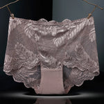 L-4XL Plus Size Women High Waist Panties Sexy Hollow Lace Flowers Embroidery Panty Lingerie Summer Breathable Butt Lifter Briefs