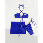 With Skirt Halter High Cut Strappy Bikini Female Swimsuit Women Swimwear Three-Pieces Bikini Set Bather Bathing Suit Swim V6398