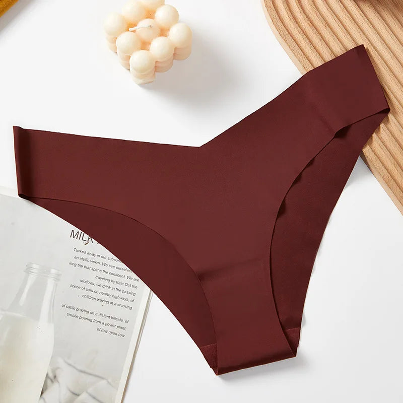 1 Pcs Women Summer Seamless Panties Breathable Low Waist Briefs Sexy Solid Silk Underwear Panty Female Intimates Lingerie