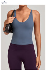 Women Sports Yoga Vest With Cross Shoulder Straps Quick Drying Sexy Yoga Bra Gym Breathablefitness Push Up Training Sports Vest