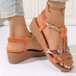 Shoes for Women Summer Women Wedge Bohemia Rhinestones Casual Platform Sandals Female Peep Toe Outdoor Beach Shoes 2026