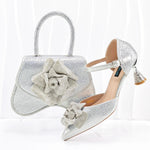 Doershow African fashion Italian Shoes And Bag Sets For Evening Party With Stones SILVER Italian Handbags Match Bags! HGO1-1