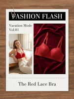 Red Lace Bra Chinese New Year Wedding Bra Bow Bralette Sexy Lingerie Underwear With Bow D176