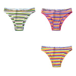 3Pcs/Set Cotton Panties For Women Colorful Striped Underwear Low Waist Briefs Breathable Underpants Female Sexy Lingerie M-XXL