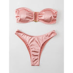 New Sexy Bandeau Strapless Bikini Female Swimsuit Women Swimwear Two-pieces Bikini set Padded Bather Bathing Suit Swim V4647D
