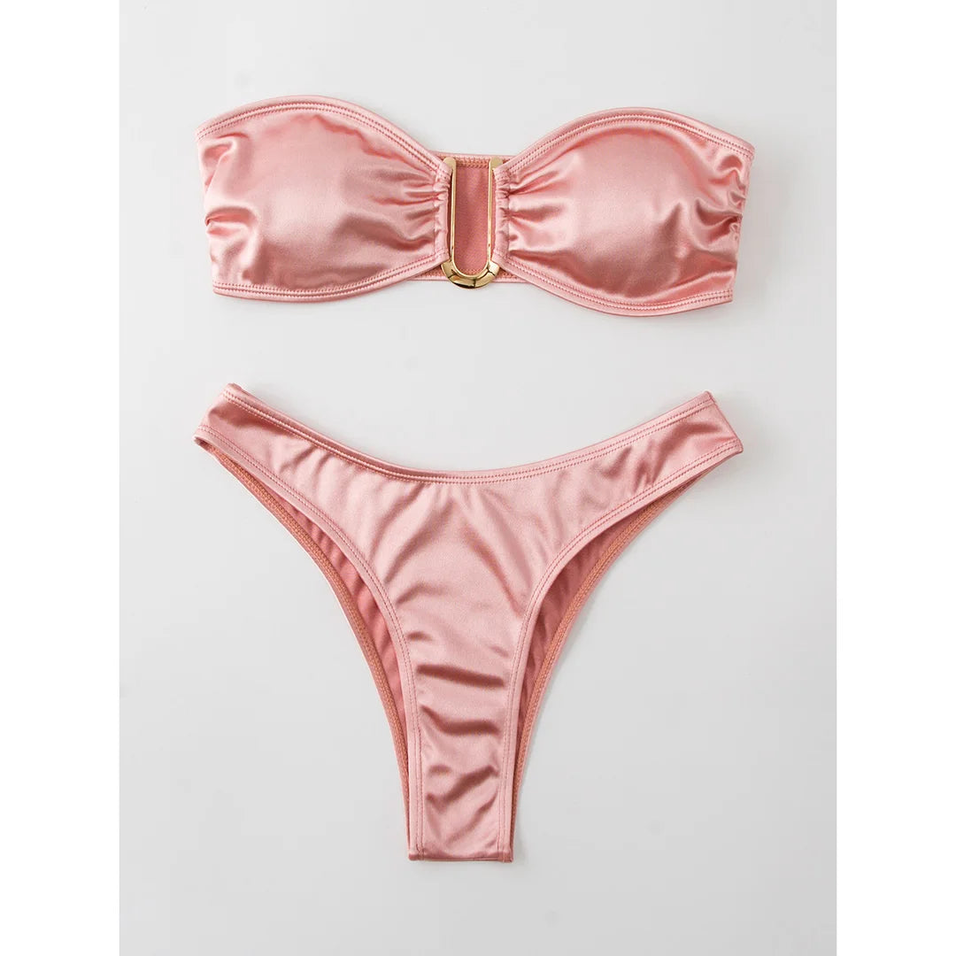 13 Color 2026 New Sexy Bandeau Bikini Women Swimwear Female Swimsuit Two-Pieces Bikini Set Padded Bather Bathing Suit Swim V4647
