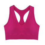 2Pcs/Set Women Deep V Neck Y-Back Padded Tank Bra Rib Cropped Tank Bralette Racerback Strap Daily Inner Top One Size Underwear