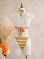 Sexy Black Stripe Knitted One Piece Swimwear Skirts Sets 2026 Women Metal Circle Hollow Out Backless Bathing Suit Thong Swimsuit