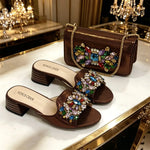 doershow High Quality African Style Ladies Shoes And Bags Set Latest silver Italian Shoes And Bag Set For Party HWS1-15