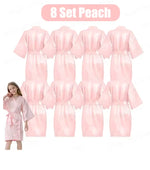 6-15Pcs Multicolors Spa Robes for Girls Spa Birthday Kimono for Girls Soft Silk Satin Slumber Sleepover Pyjama Party Supplies