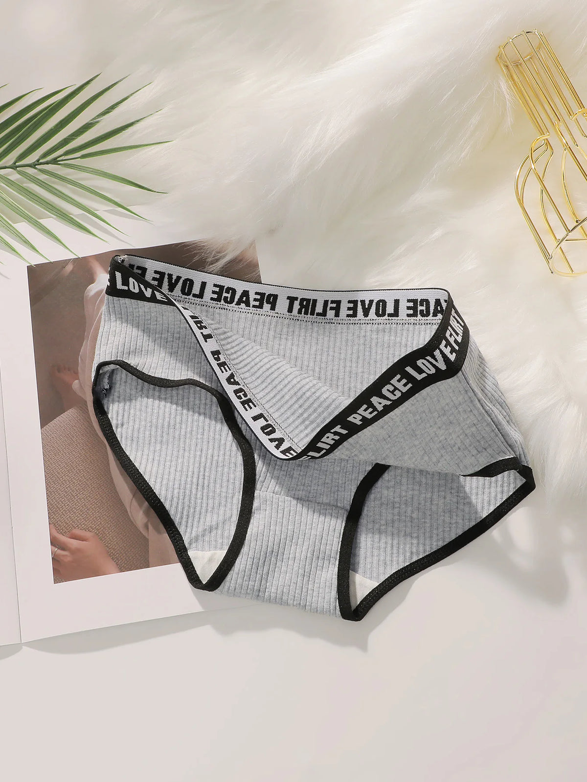 Women's High Waist PantiesLetter Elastic Waistband Soft Ribbed Fabric Comfortable Briefs for Daily Wear women bra K2809