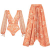 2026 Fashion Swimwear Women With Skirt Bathing Suit Summer New Ruffle Splice Print Beachwear Holiday Bikini Cover Ups Outfits