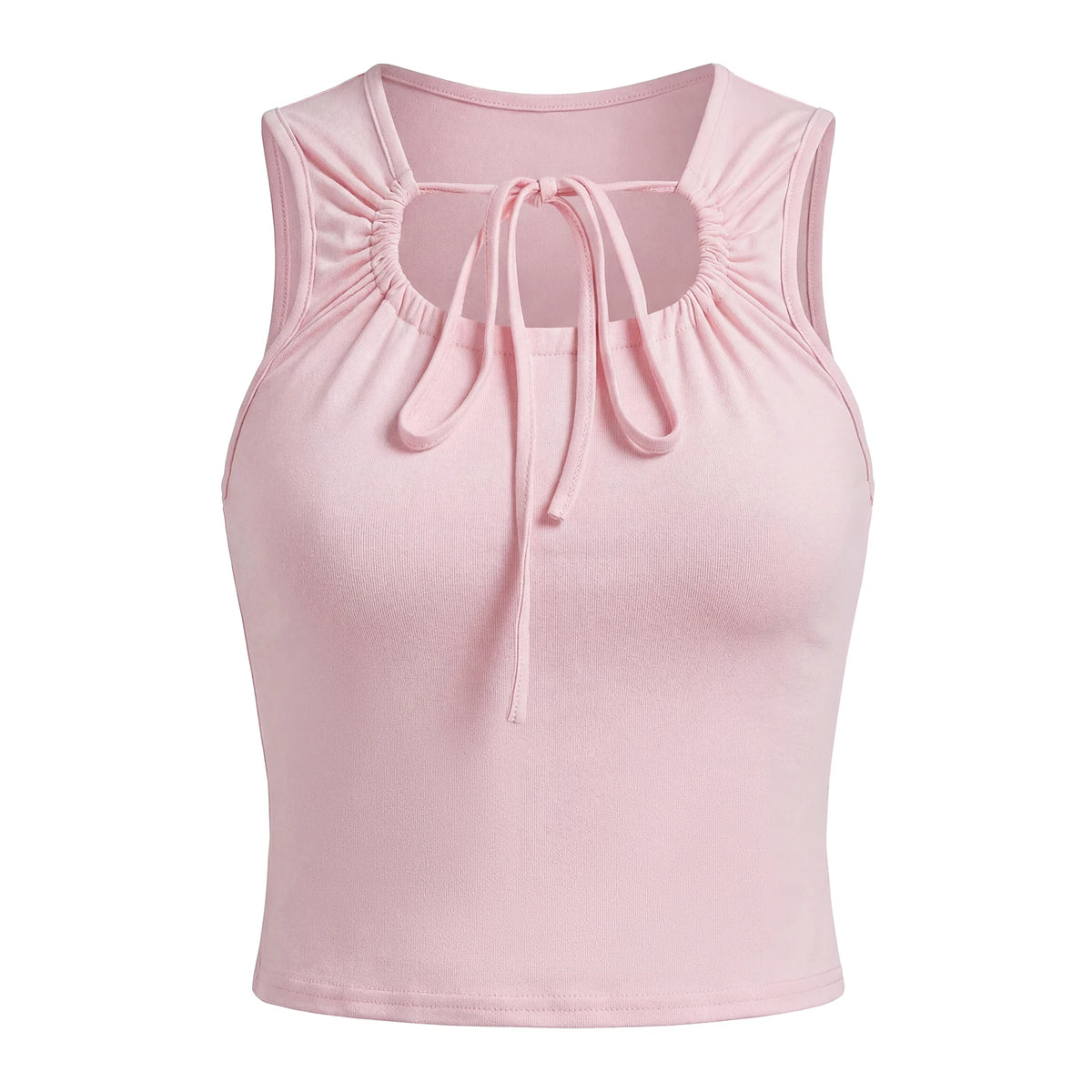 2026 Fashion Women Front Tie-ups Vest Casual Stylish Sleeveless Slim Fit Solid Color Tank Tops Summer Streetwear