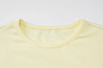 Woman Clothing Letter Print Short T-shirts Y2K Streetwear 2026 Summer O-neck Slim Fit Crop Tops Vacation Beach Tees Light Yellow