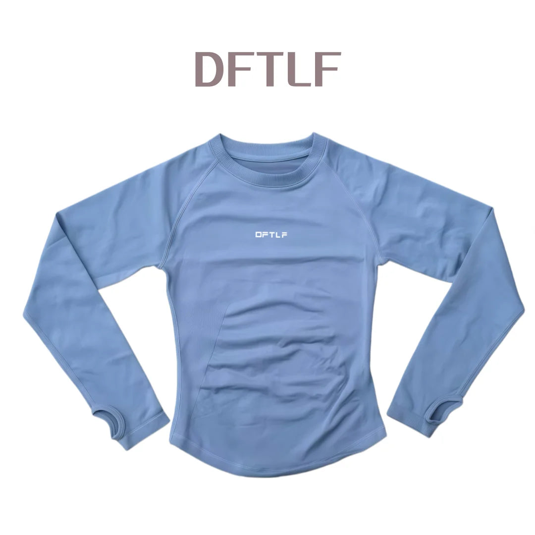 DFTLF Yoga Shirts For Women Long Sleeve Winter Fitness Running Gym Clothes Workout Dry Fit Breathable High Elastic Sports Top