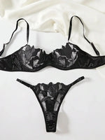 Fairy Lingerie Floral Valentine Charming Brief Panty Underwear Sexy Nighty Underwear Women See Through Bra Brief Set