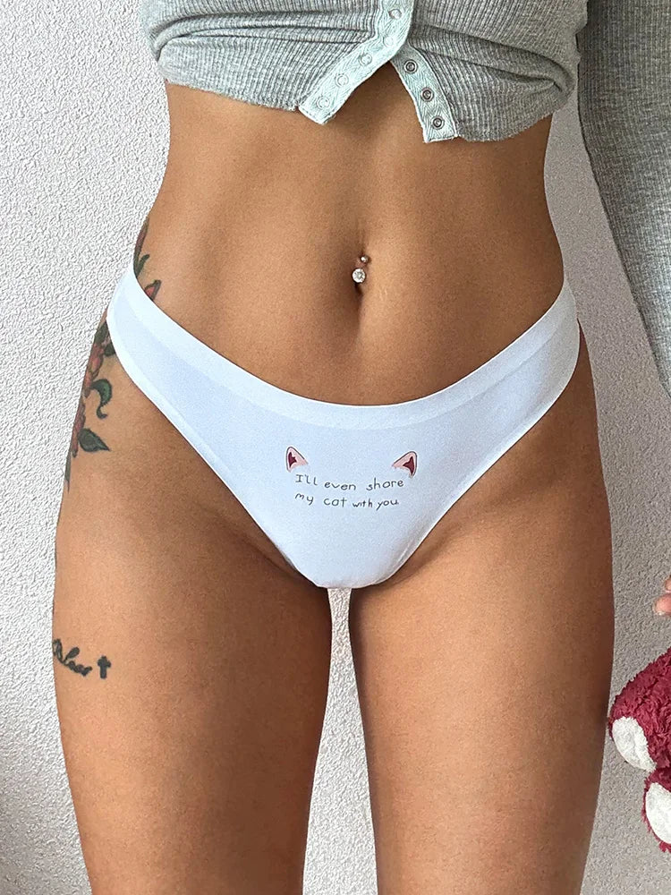 Sexy Thong Women Underwear Briefs Panties Dog Heart Banana Seamless Low Rise Yoga G String Bikini Girls Female Panty
