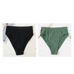 2Pcs/Set Seamless Panties High Waist Briefs Women High Leg Cut Panties Female Underpants Sexy Lingerie Solid Color Underwear S-L