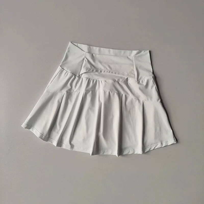 Women's High-Waisted Sports Short Skirt Anti-Glare A-Line Yoga Pants Skirt with Inner Lining for Fitness Cool Design