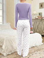 Women SleepwearLong Sleeve T-shirt with Long Trouses Set Autumn Winter Pajamas Set Homewear Femme Loungewear