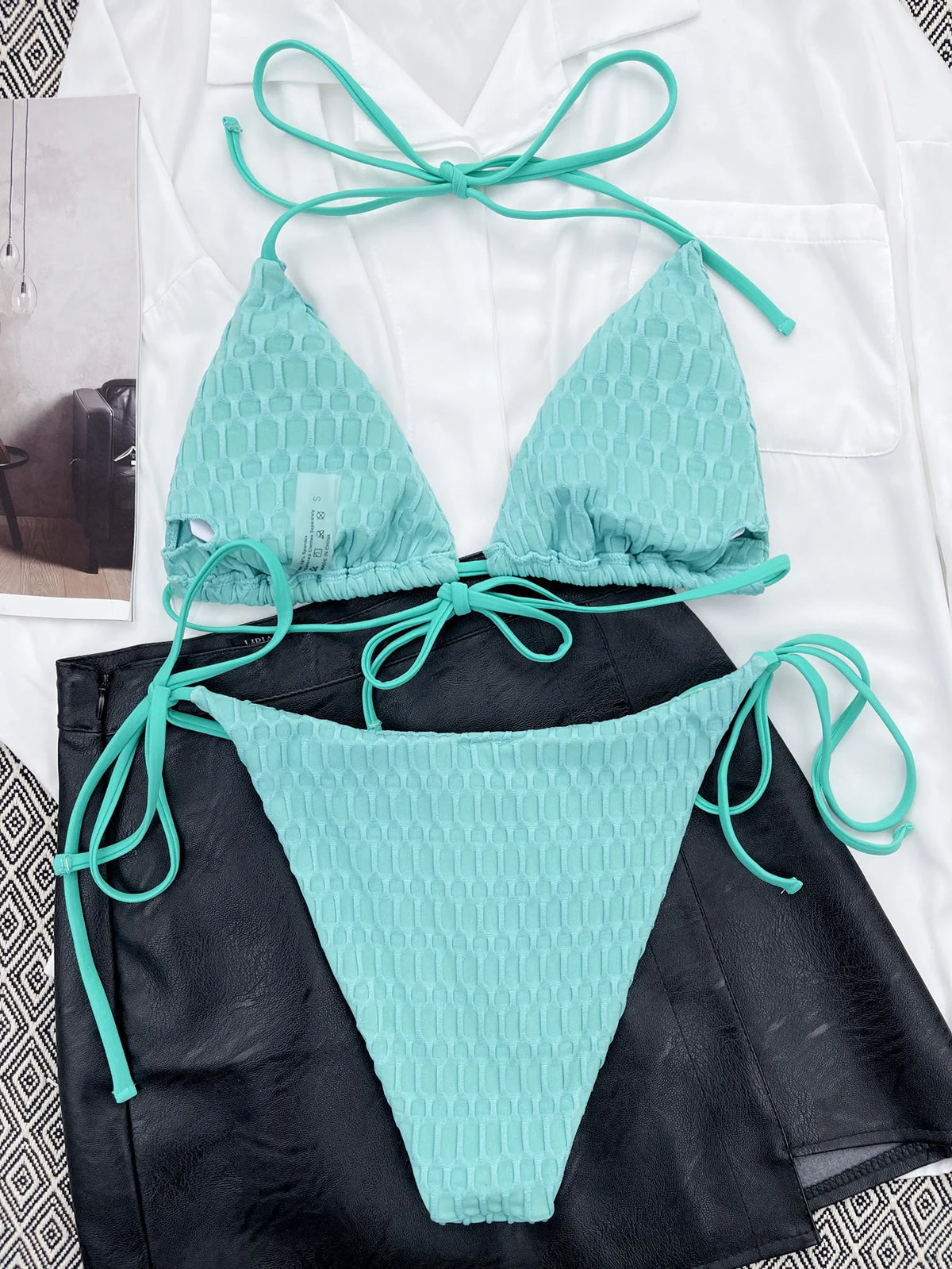 DEKA Solid Brazlian Micro Bikini Set Women Tie Side G-String Thong Swimsuit Female High Waist Bandage Swimwear Bathing Suit