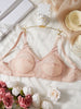 Women Thin Lace Bra Wire-free & Non-padded Brassiere Full Coverage Side Gathering Adjustable Strap Comfort Bra