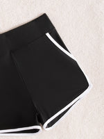 Black White Patchwork Tankini Set Swimwear Women 2026 Double Strap Push Up Tank Top High Waist Pocket Short Two Piece Swimsuit