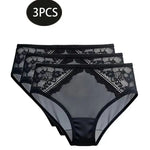 Sexy Underwear, Ultra-Thin Breathable Hollow Lace Underwear, Pure Cotton Crotch, Low-Waist Butt-Lifting Women's Briefs