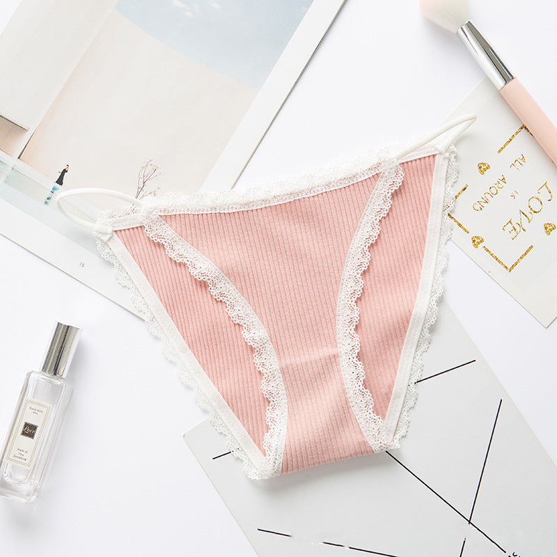 2023 Sexy Women's Panties Breathable Cotton Underwear Sweet Lace Lingerie Cute Female Briefs Comfort Striped Underpants Hot Sale