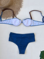 2025 Denim Bikini Set Cowgirl Style with Leather Straps Metal Buckles Perfect for Pool Parties Summer Getaways Poolside Glamour