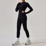 Women's Jumpsuits One-Piece Suit Yoga Set Zipper Long Sleeve Gym Push Up Workout Clothes Fitness Bodysuit Sportswear Tracksuit