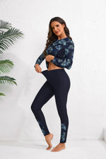 2026 Long Sleeve Zipper Surfing Swimsuit Print Pants Swimwear Women Two Pieces Diving Clothes Beachwear Bathing Swimming Suit