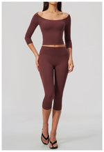 Fashion Mid Sleeve T-shirt Yoga Suits Tight Fitting Slim Sports Tops High Waist Peach Hip Mid Pants Gym Running Fitness Outfits