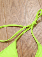 Halter Neon Green Brazilian Thong Bikini 2026 Female Swimsuit Women Swimwear Two Pieces Bikini Set High Cut Bathing Suit Swim