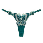 Women Butterfly Embroidery Thong Panties Sexy Lace G String Adjustable Strap Low Rise Underwear Soft Breathable Lingerie