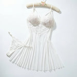 White Sexy Women's Underwear: Laceless Panties with Cutouts, Sexy Halter Dresses, Female Erotic Wear, Naughty Pajamas ZA825096