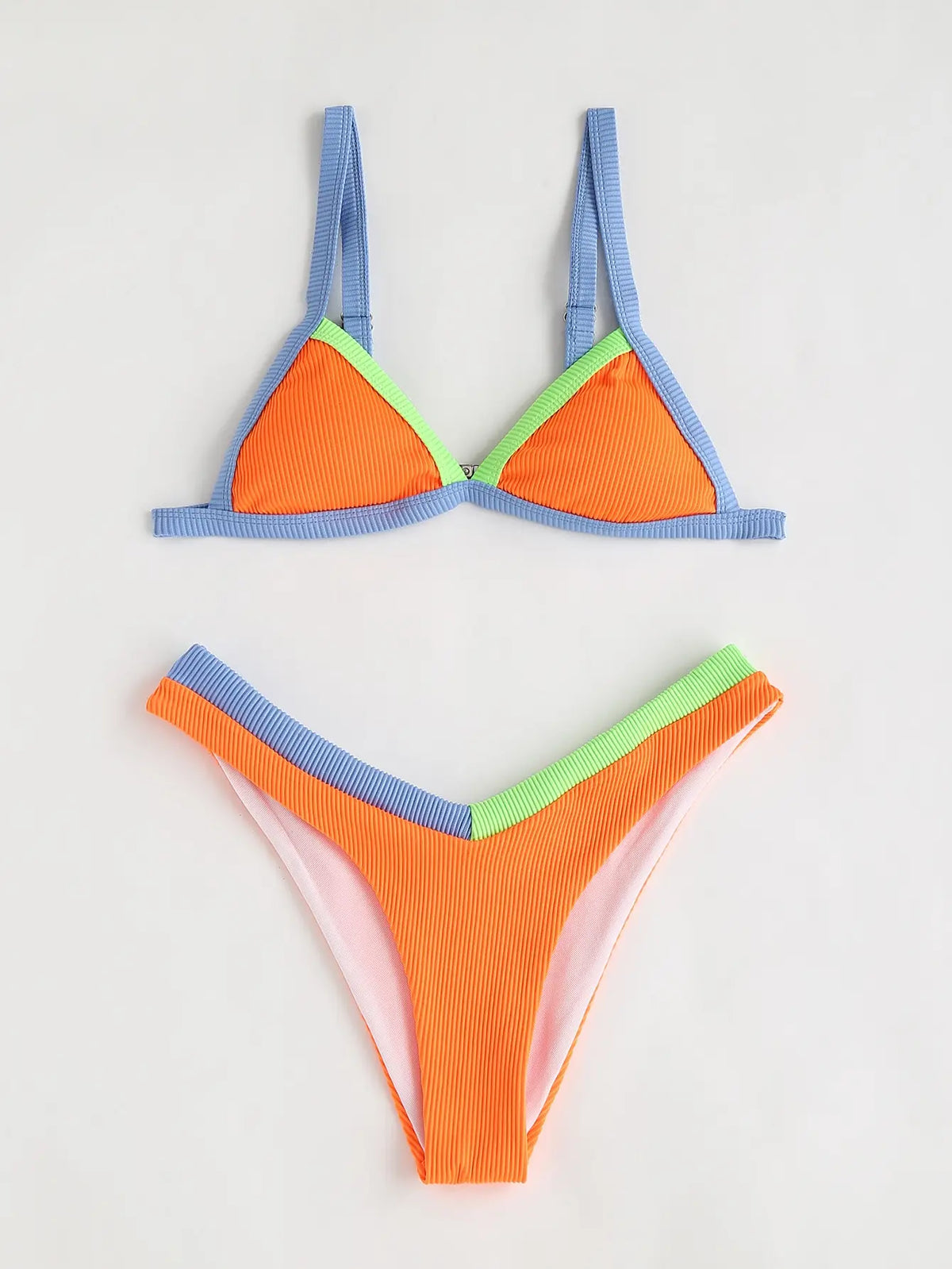 ZTVitality Contrast Binding Triangle Women's Swimsuit High Cut Sexy Bikini 2022 New Arrival Biquini Padded Bra Push Up Swimwear