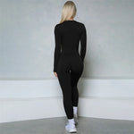 Women Bum Women Long Sleeve Zipper Jumpsuit One-Piece Zipper Yoga Set Gym Push Up Workout Clothes Fitness Bodysuit Sportswear