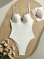 Vintage White One Piece Swimsuit 2025 Women Sexy Shell Ornament Push Up Underwire Slim Fit Tummy Control Swimwear Monokini