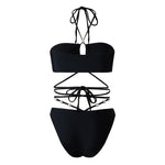 3 Pieces Halter Bikini 2026 & Beach Dress Bandage Swimsuit Women Sexy Swimwear Female Bather Swimming Bathing Swimming Swim Suit