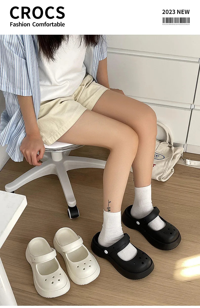 Fashion Mary Jane Garden Shoes Woman Platform Slippers Cute DIY Thick Sole Girls Summer Indoor Beach Slides Ladies Footwear