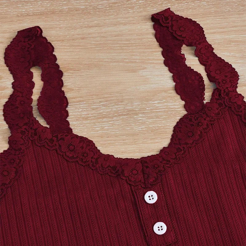 Comfortable 3-Piece Women's Pajamas Set with Lace Splicing