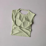 Sexy Short Backless Fixed Chest Pad Sports T-shirt Vest Women's Tight Fitting Quick Drying Slimming Yoga Suit Top Clothing