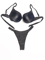 New pleated hard cup sexy bikini solid color swimsuit women's separate strap support vacation adjustable halter bikini