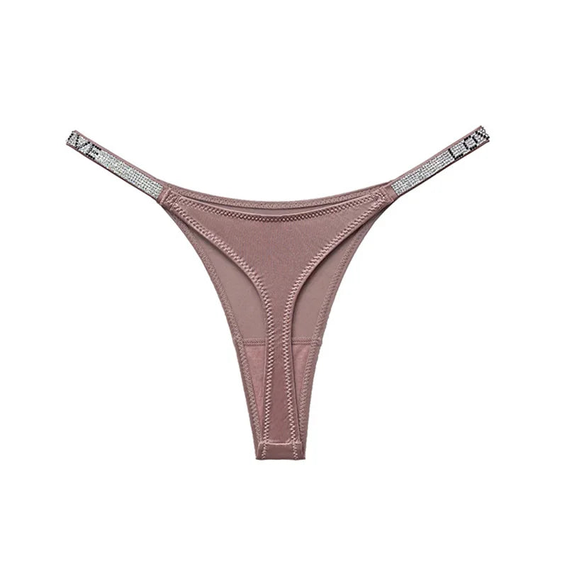 Sexy Panties Women Thongs Rhinestones G string Letter Diamonds Sports Thong Low Waist Briefs T-back Fitness Size S-XL